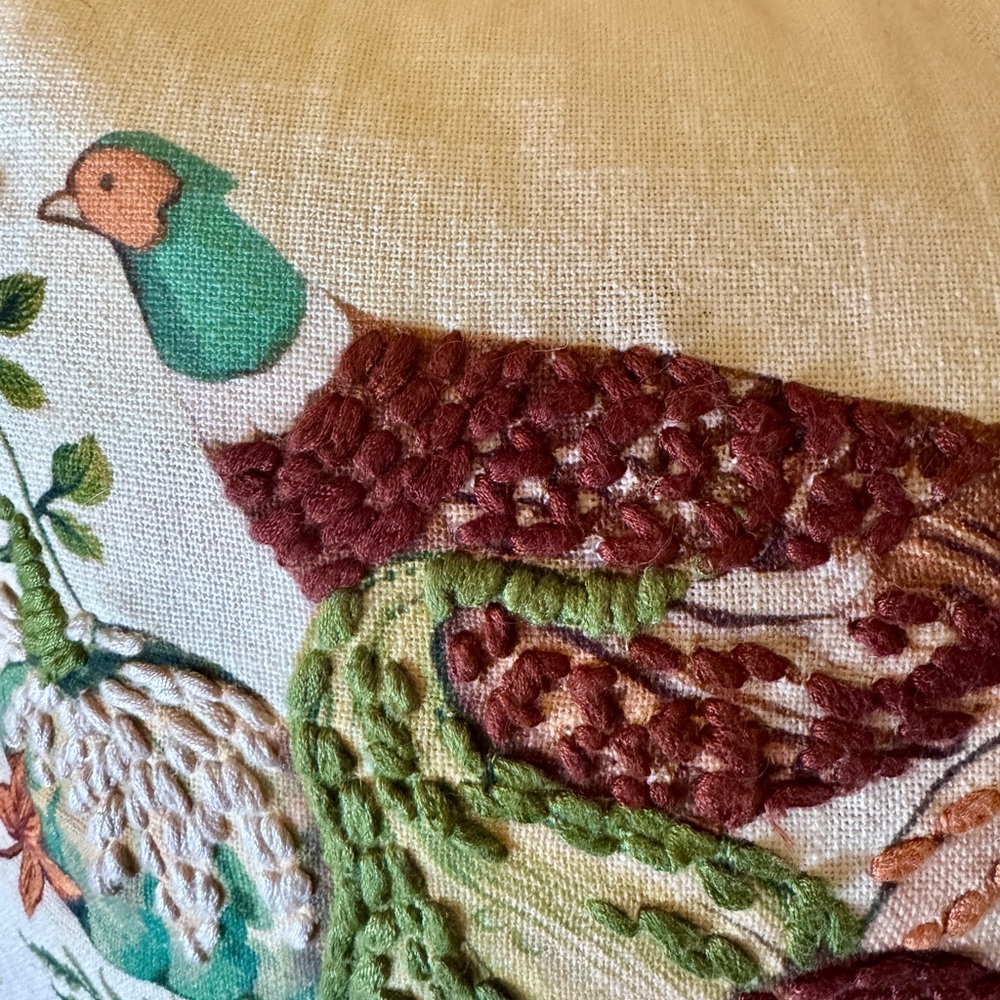 Martha Stewart Embroidered Harvest Scene Pillow, Pheasant Pillow - Picture 10 of 16